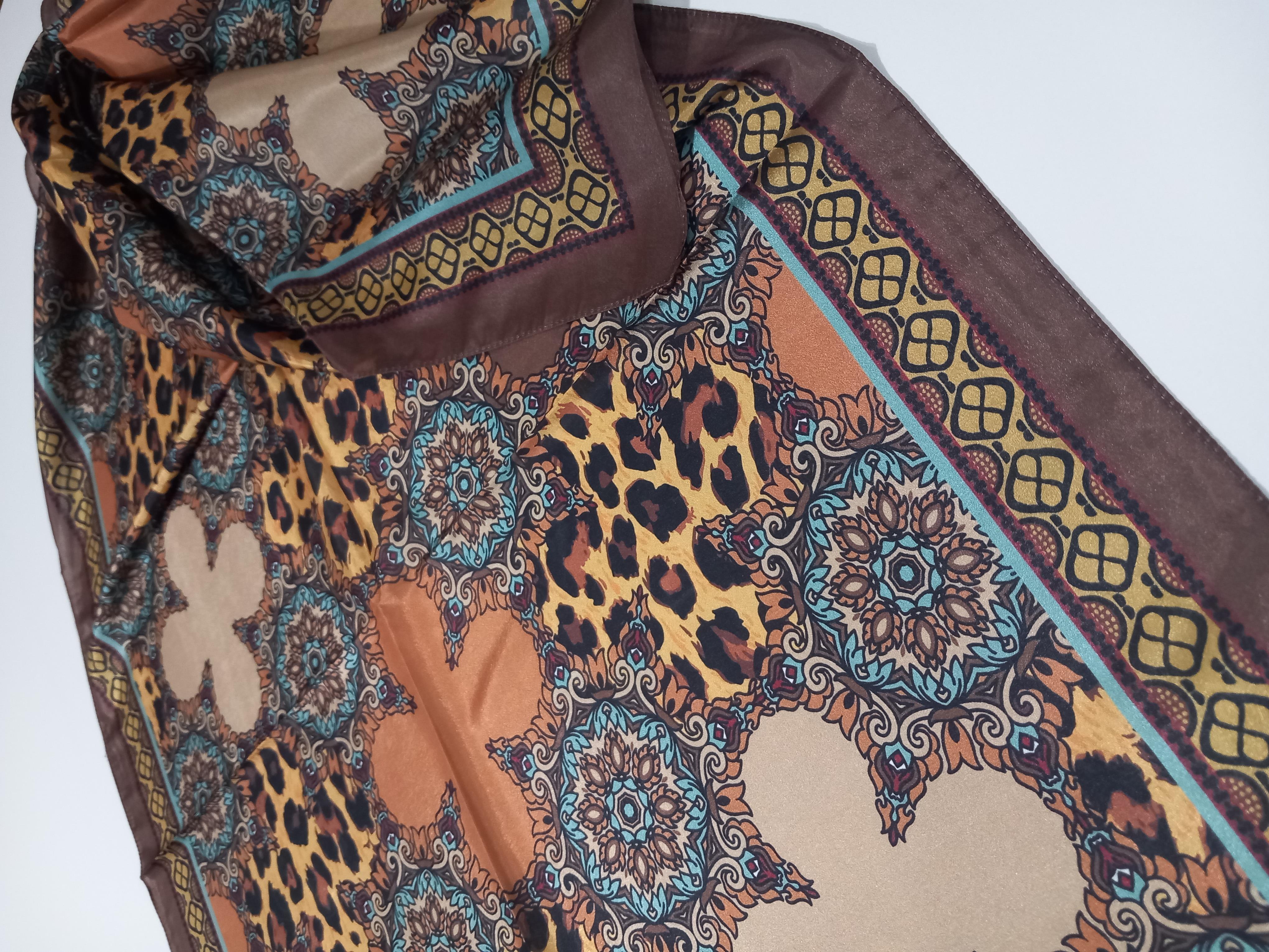 Harem Scarf Brisa Dijital Kahverengi Leopar Etnik Desen Şal-7501-533-KVS0588