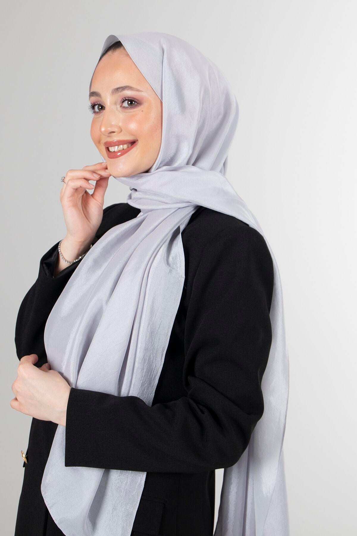 Harem Scarf Brisa Vual Gümüş Düz Renk Şal-1197-221-KVS0613