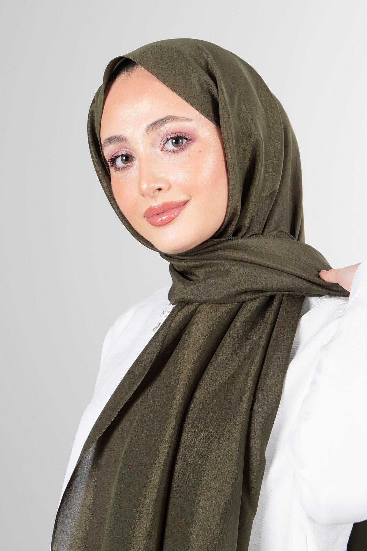 Harem Scarf Brisa Vual Haki Yeşili Düz Renk Şal-1197-23-KVS0617
