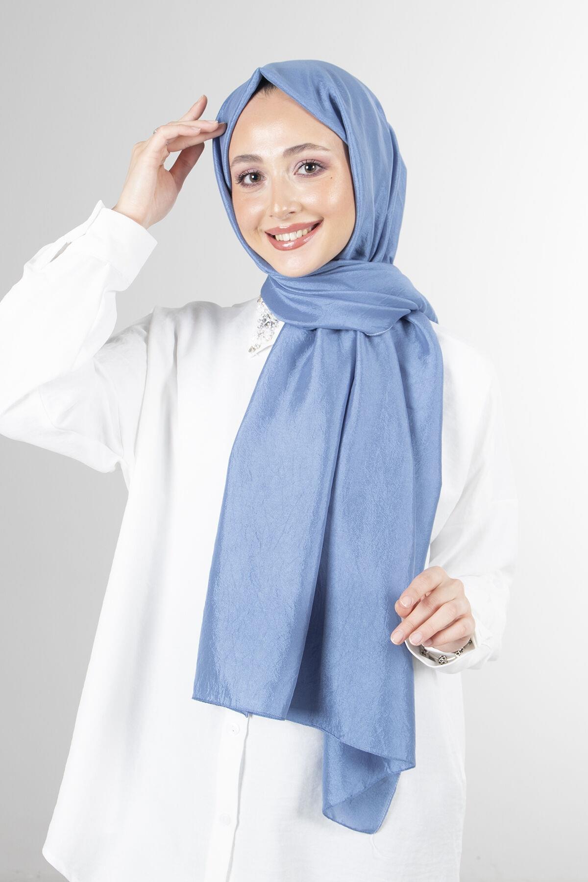 Harem Scarf Brisa Vual Mavi Düz Renk Şal-1197-16-KVS0596