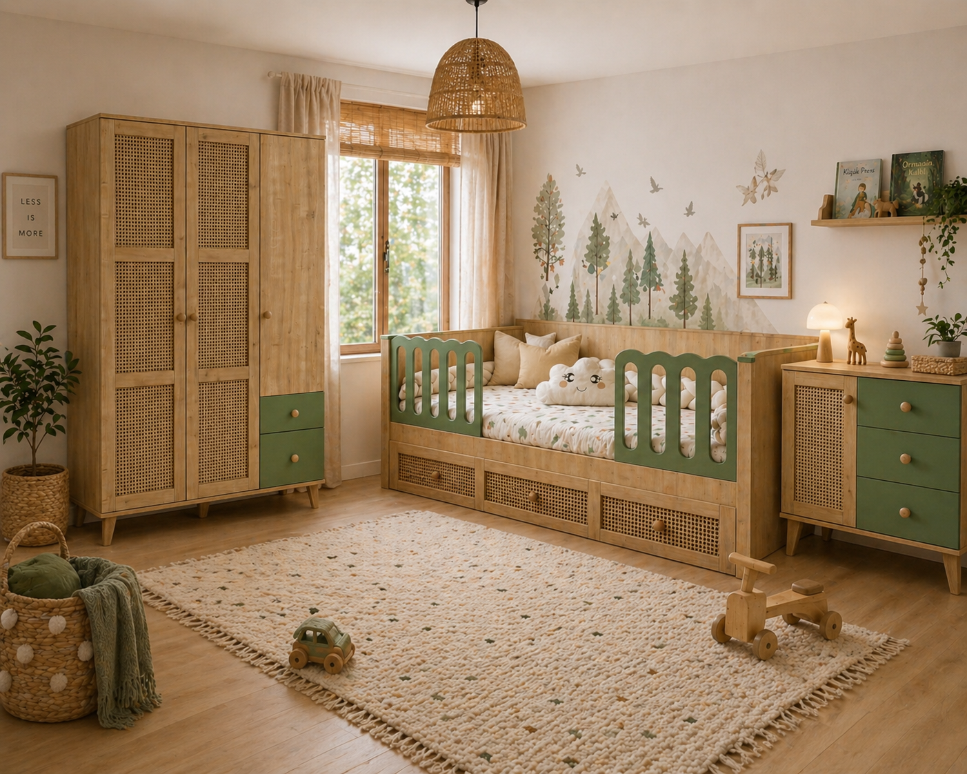  %100 MDF Greenwood Maxi Bebek & Çocuk Odası Takımı