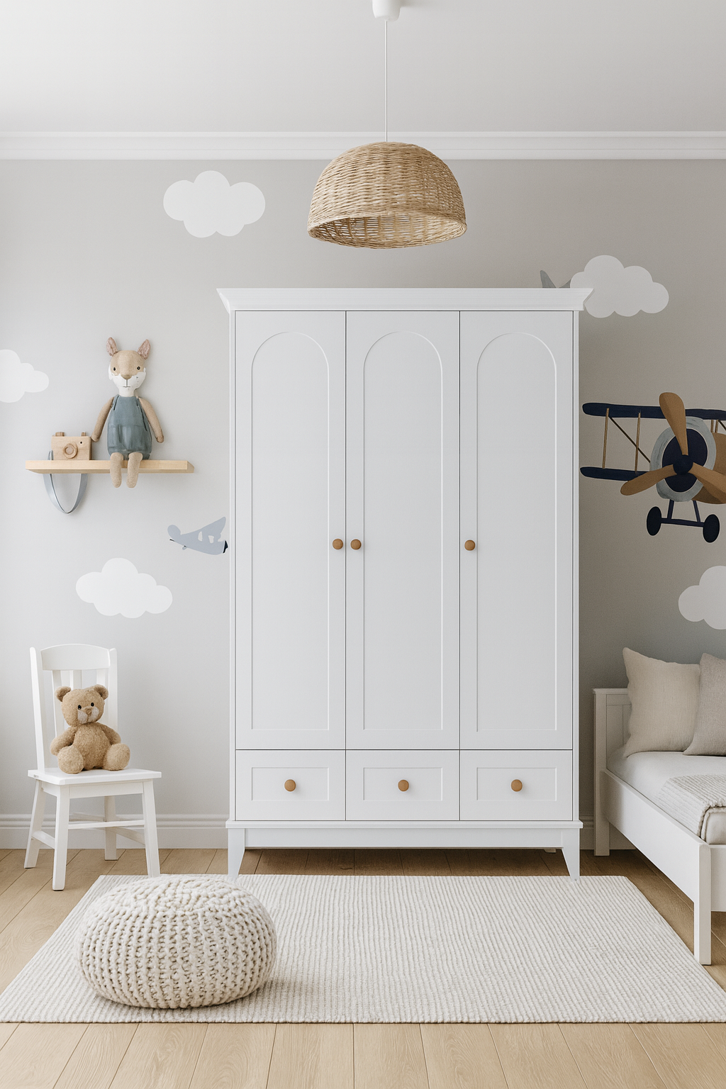  %100 MDF Oslo 3 Kapılı Bebek & Çocuk Gardırop