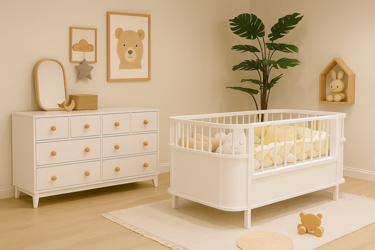 Bonnie %100 MDF 8 Çekmeceli Şİfonyer & Bohem 80x130 ( 80x180 ) Büyüyen Beşik Karyola