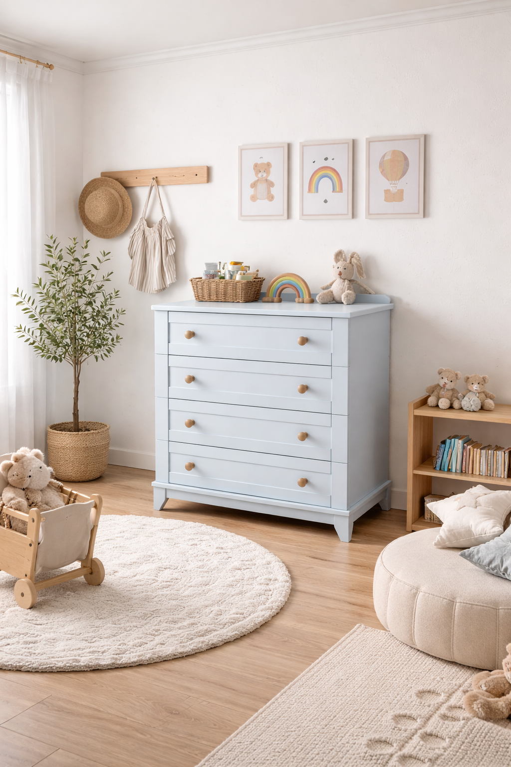 Oslo Beyaz Full MDF Bebek & Çocuk Odası Şifonyer