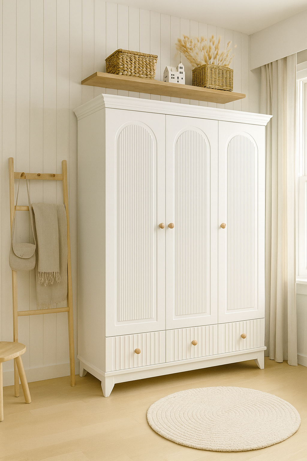 Soho Beyaz Full MDF 3 Kapılı Bebek & Çocuk Gardırop