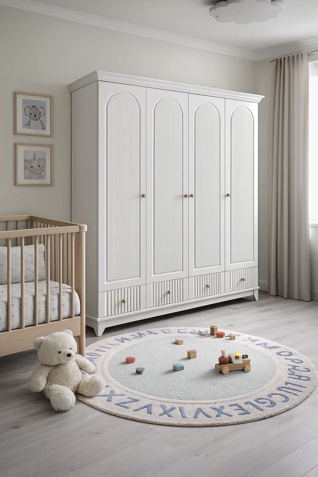 Soho Beyaz Full MDF 4 Kapılı Bebek & Çocuk Gardırop