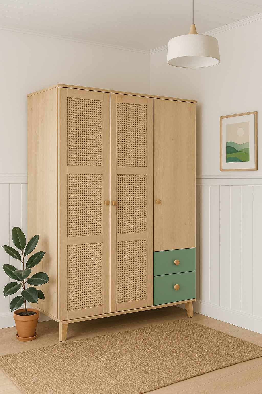  %100 MDF Greenwwod 3 Kapılı Bebek & Çocuk Gardırop