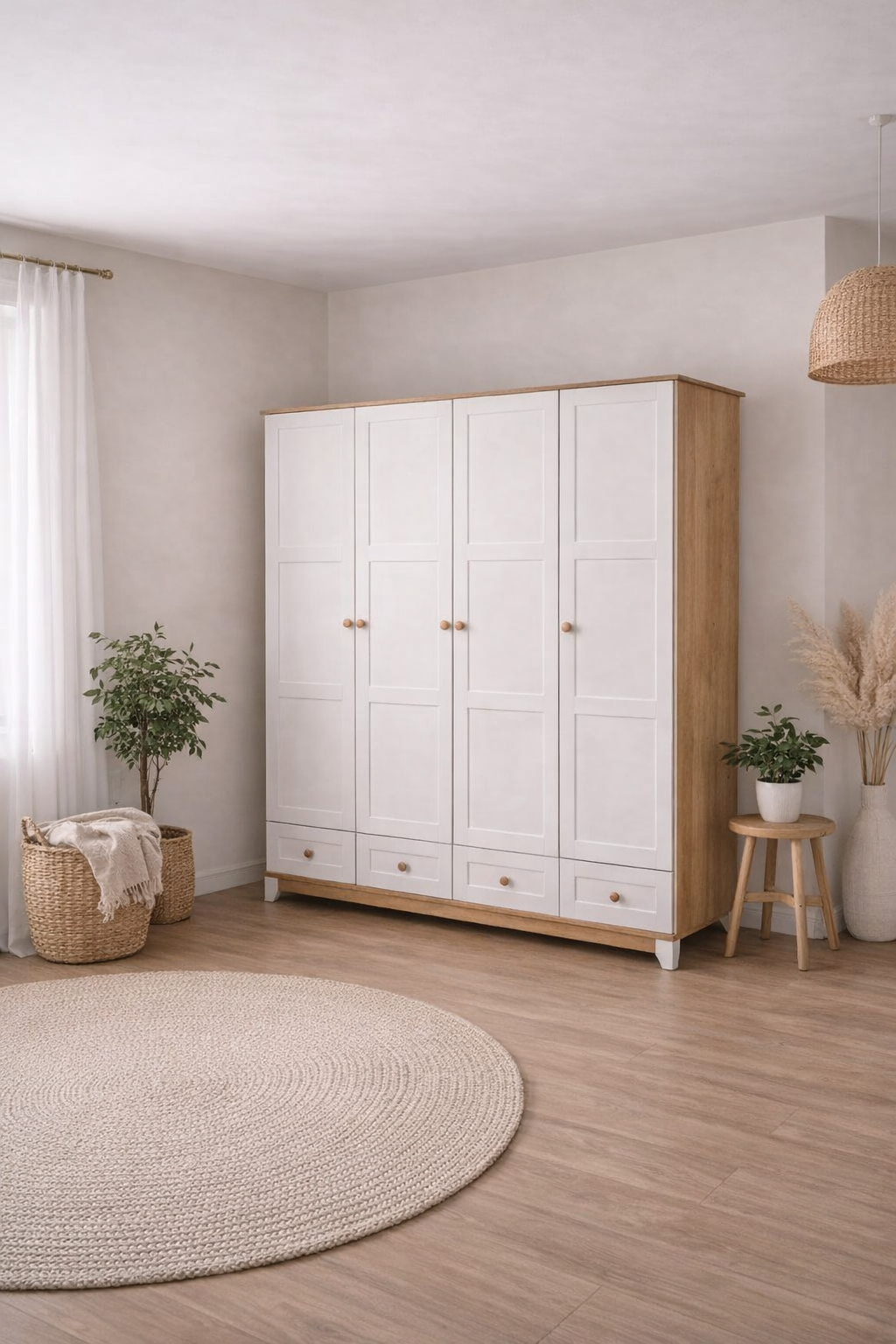 %100 MDF Lotus 4 Kapılı Bebek & Çocuk Gardırop
