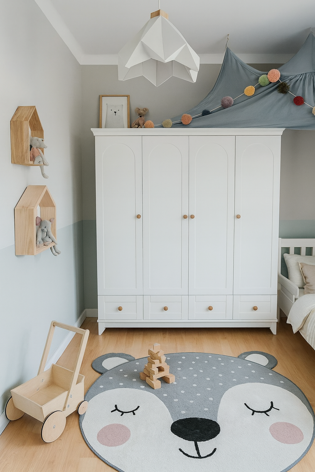 %100 MDF Oslo 4 Kapılı Bebek & Çocuk Gardırop