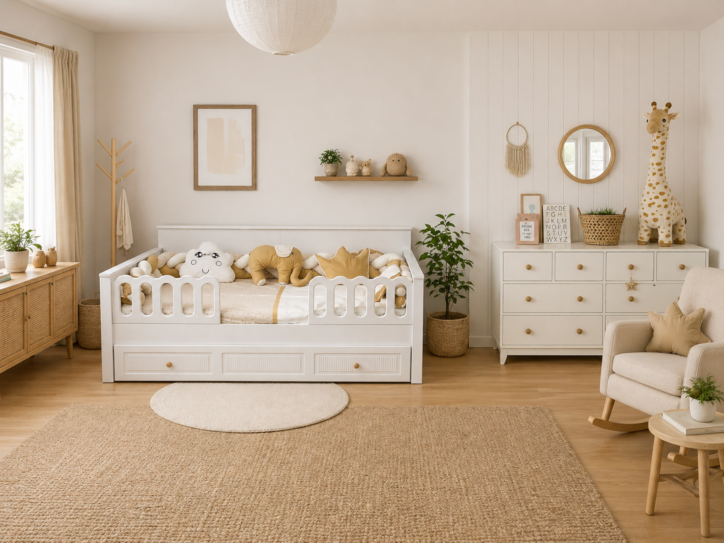 Bonnie %100 MDF 8 Çekmeceli Şifonyer & Bohem %100 MDF 90x190 cm Yavrulu Sedir Karyola