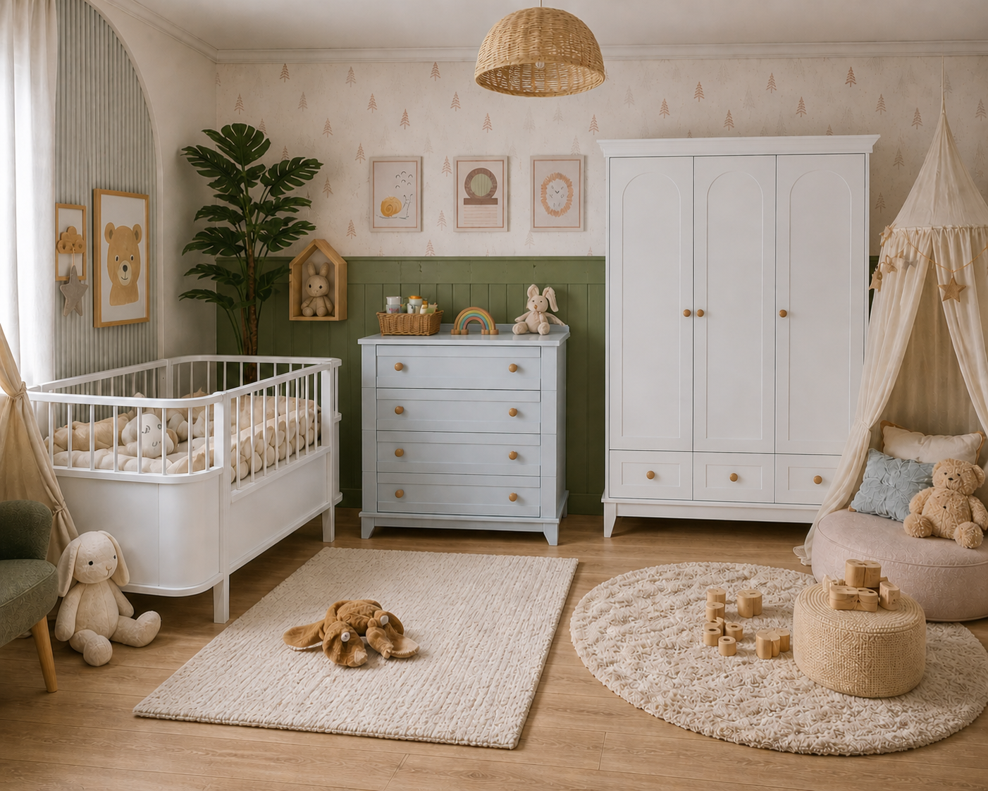 Oslo %100 MDF Büyüyen Maxi Bebek Odası Takımı ( 3 Kapılı Dolap&Şifonyer& 80x130 Büyüyen Karyola )