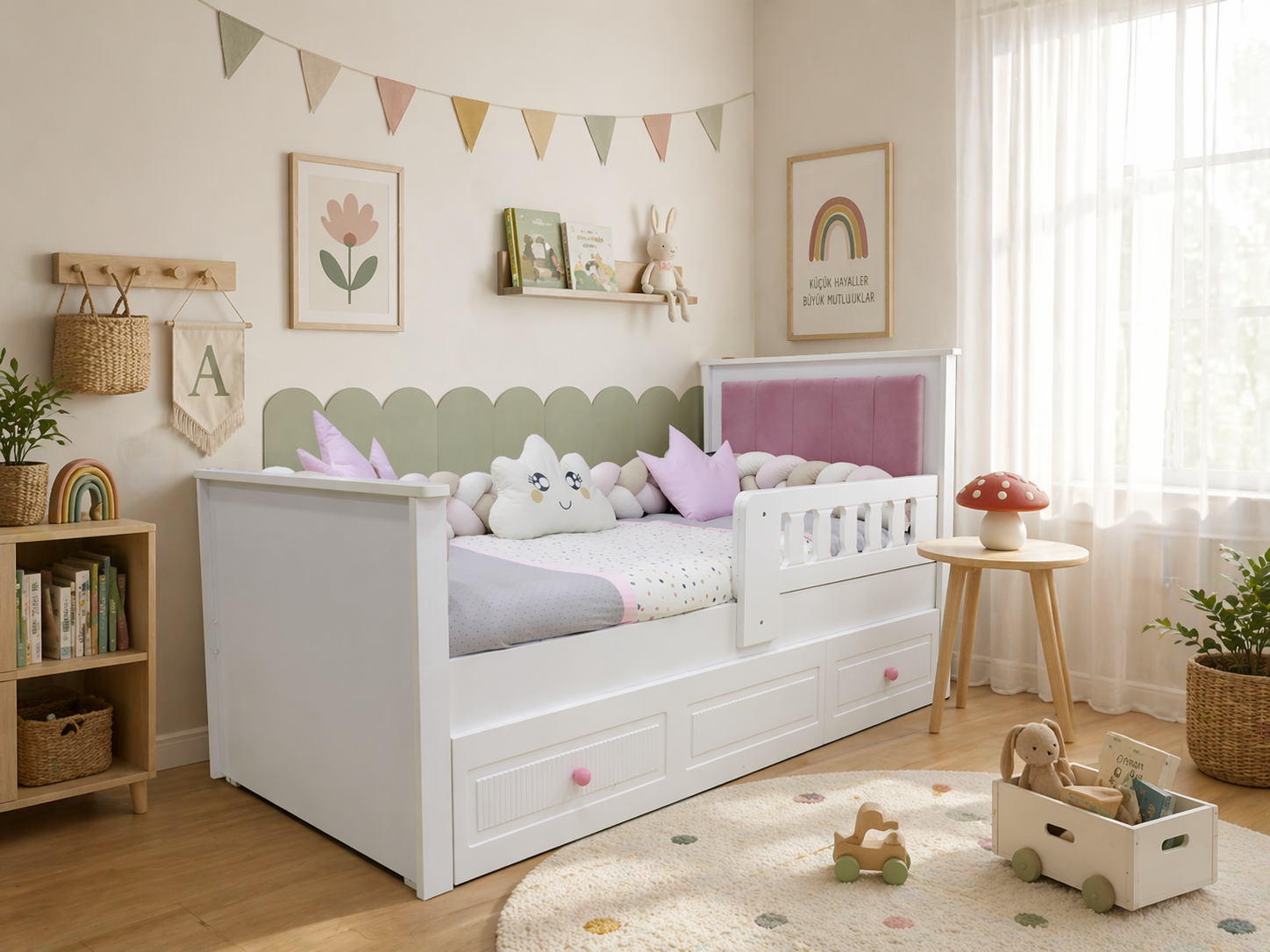 Soho Full MDF 90x190 Kapitoneli Yavrulu Karyola