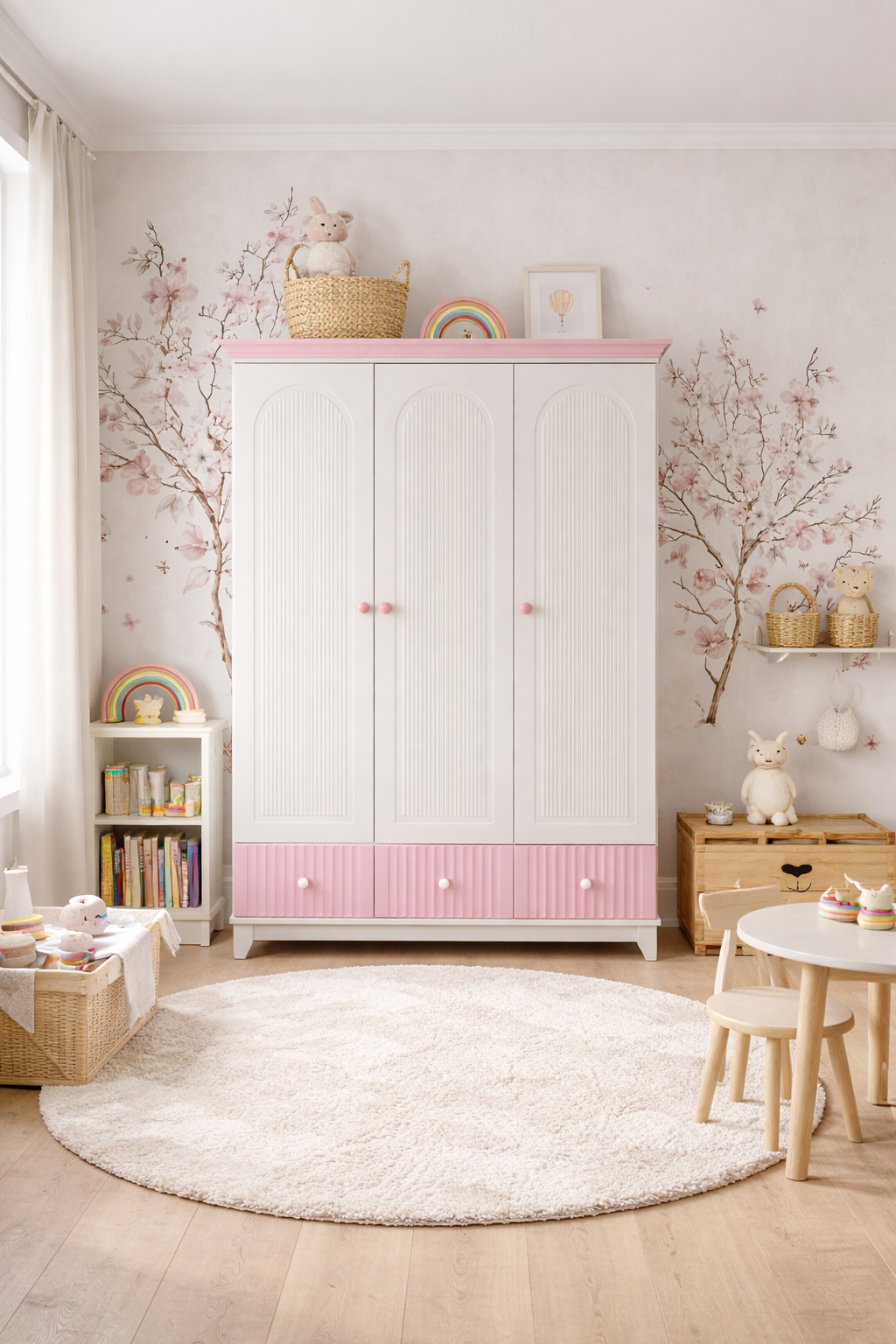 Soho Pembe Full MDF 3 Kapılı Bebek & Çocuk Gardırop