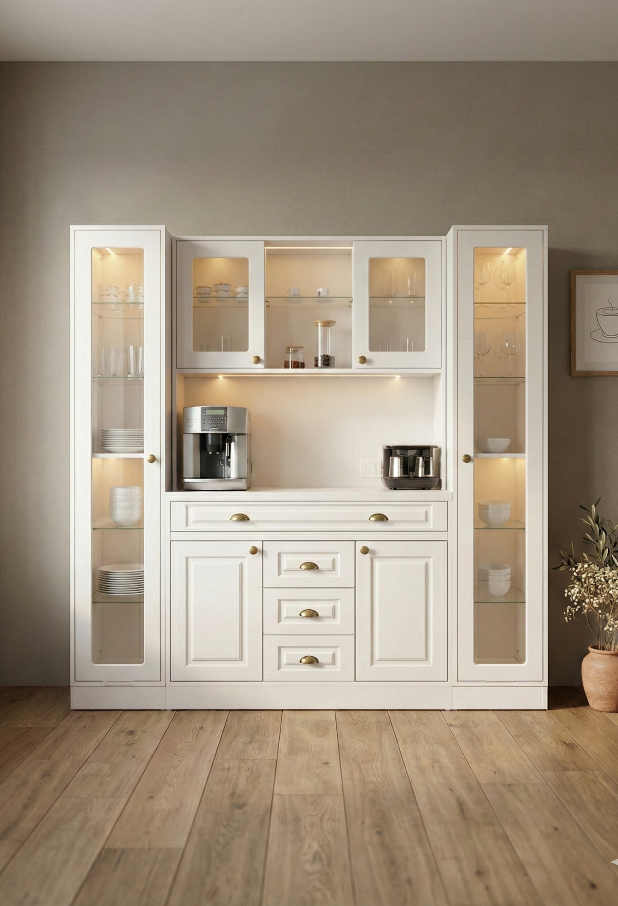 Kahve KöşesiAvm 24Mikel Masalı Beyaz Kahve Köşesi Led Aydınlatmalı %100 Mdf Ücretsiz Montaj 200*45*200