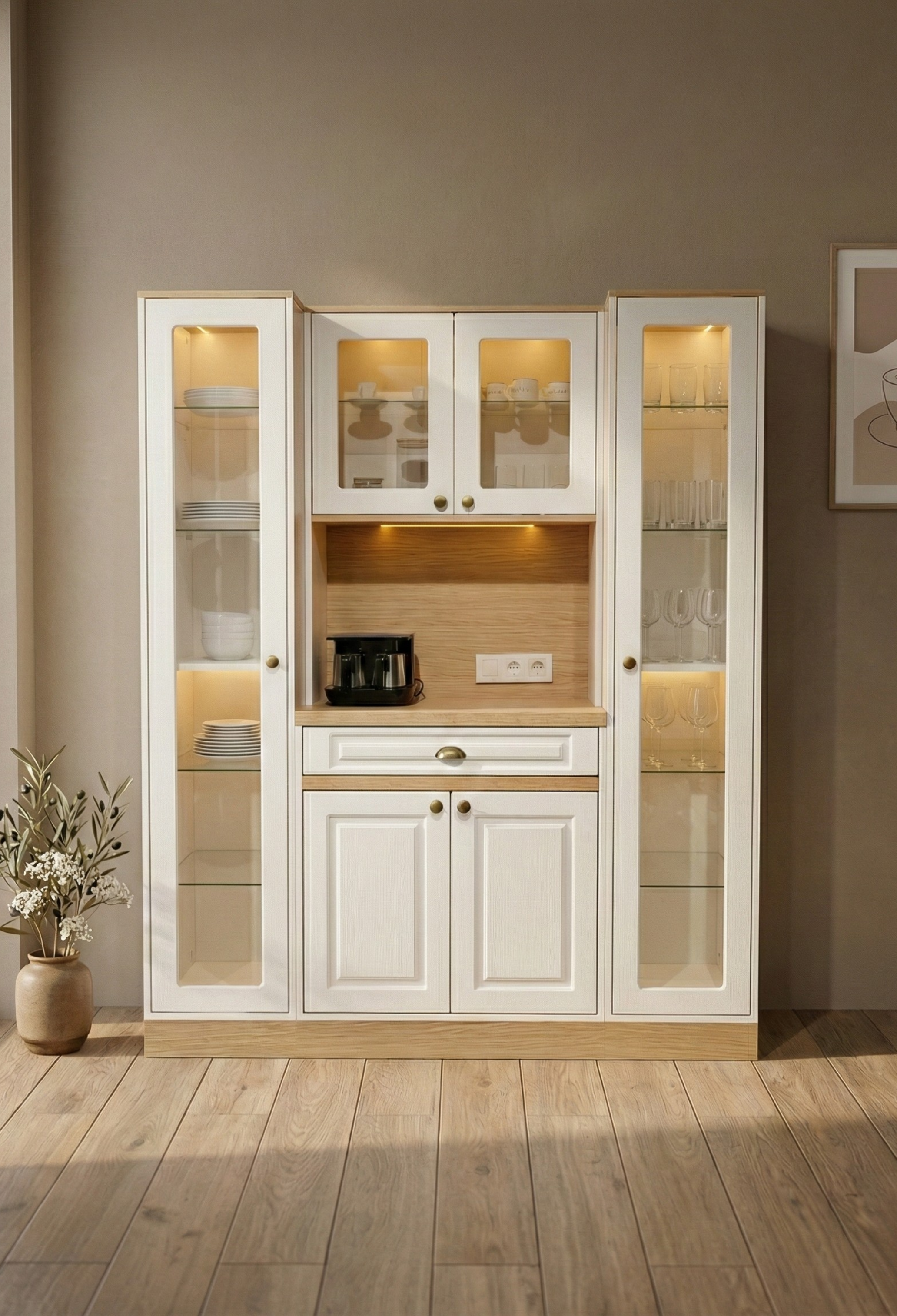 Kahve KöşesiAvm 24Mikel Masalı Kahve Köşesi Led Aydınlatmalı %100 Mdf Ücretsiz Montaj 161*45*200