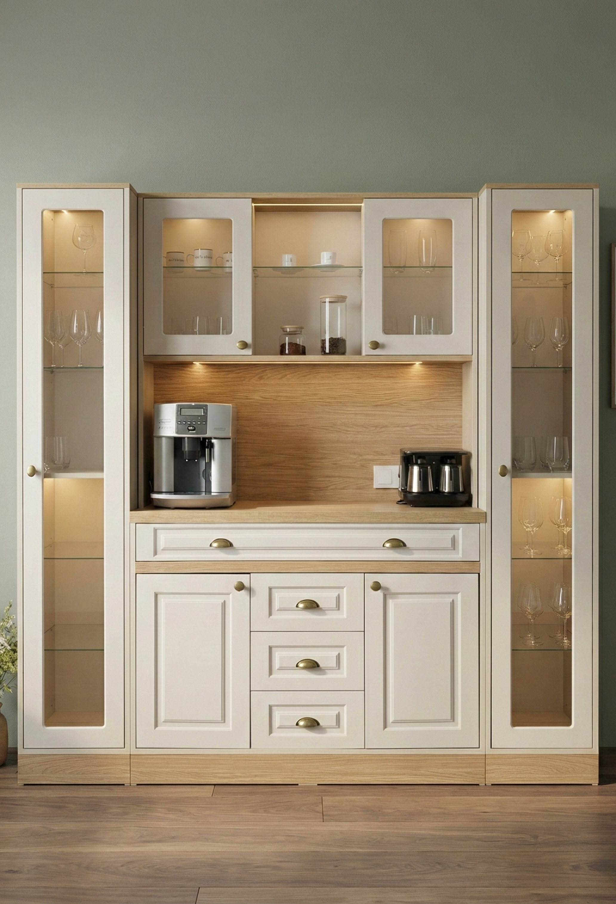 Kahve KöşesiAvm 24Mikel Masalı Meşe - Fildişi Kahve Köşesi Led Aydınlatmalı %100 Mdf Ücretsiz Montaj 200*45*200
