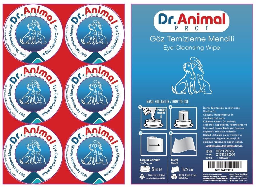  DR ANİMAL GÖZ TEMİZLEME MENDİLİ