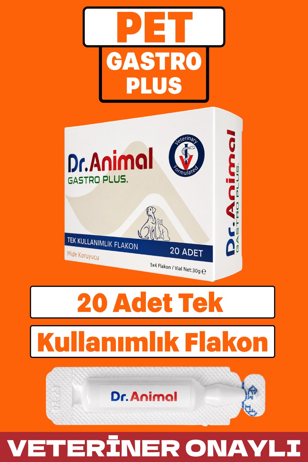 Gastro Plus Mide Koruyucu | Gastro Plus Stomach Protector | 20 Adet Flakon | Dr.Animal