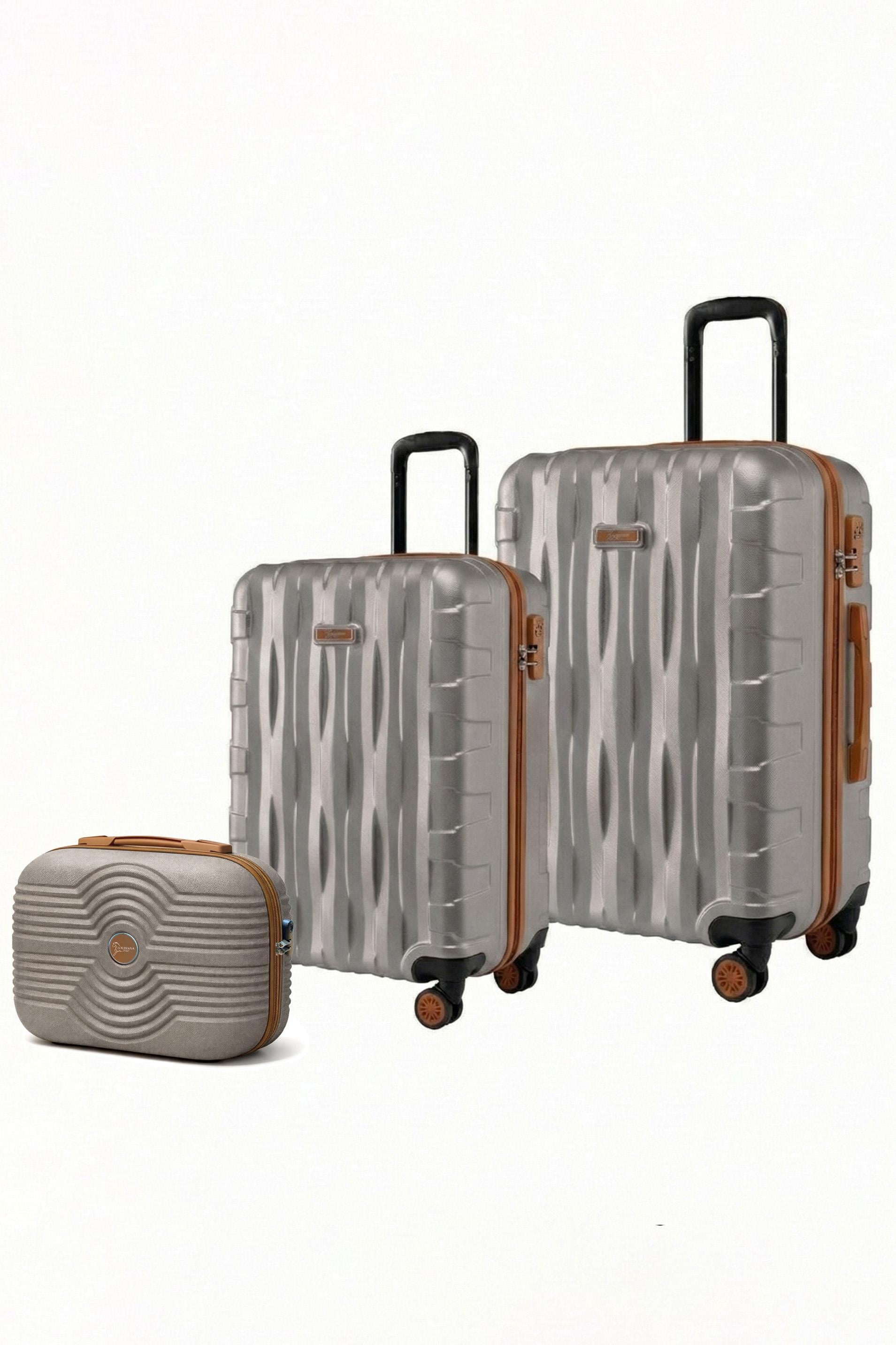 2'li Valiz Seti Orta Boy - Kabin Boy - Makyaj Taş-Taba 1167 