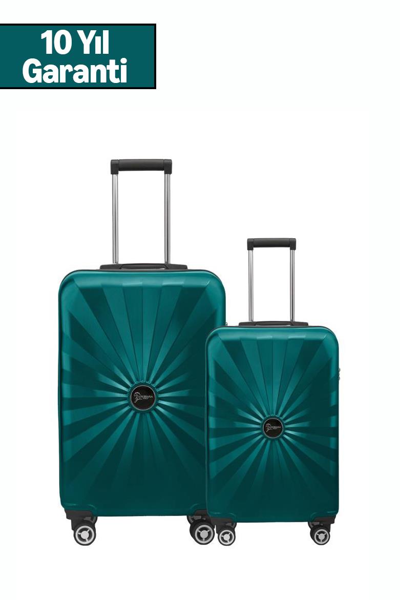2'li Valiz Seti Polikarbon Orta Boy - Kabin Boy Valiz Petrol 1809