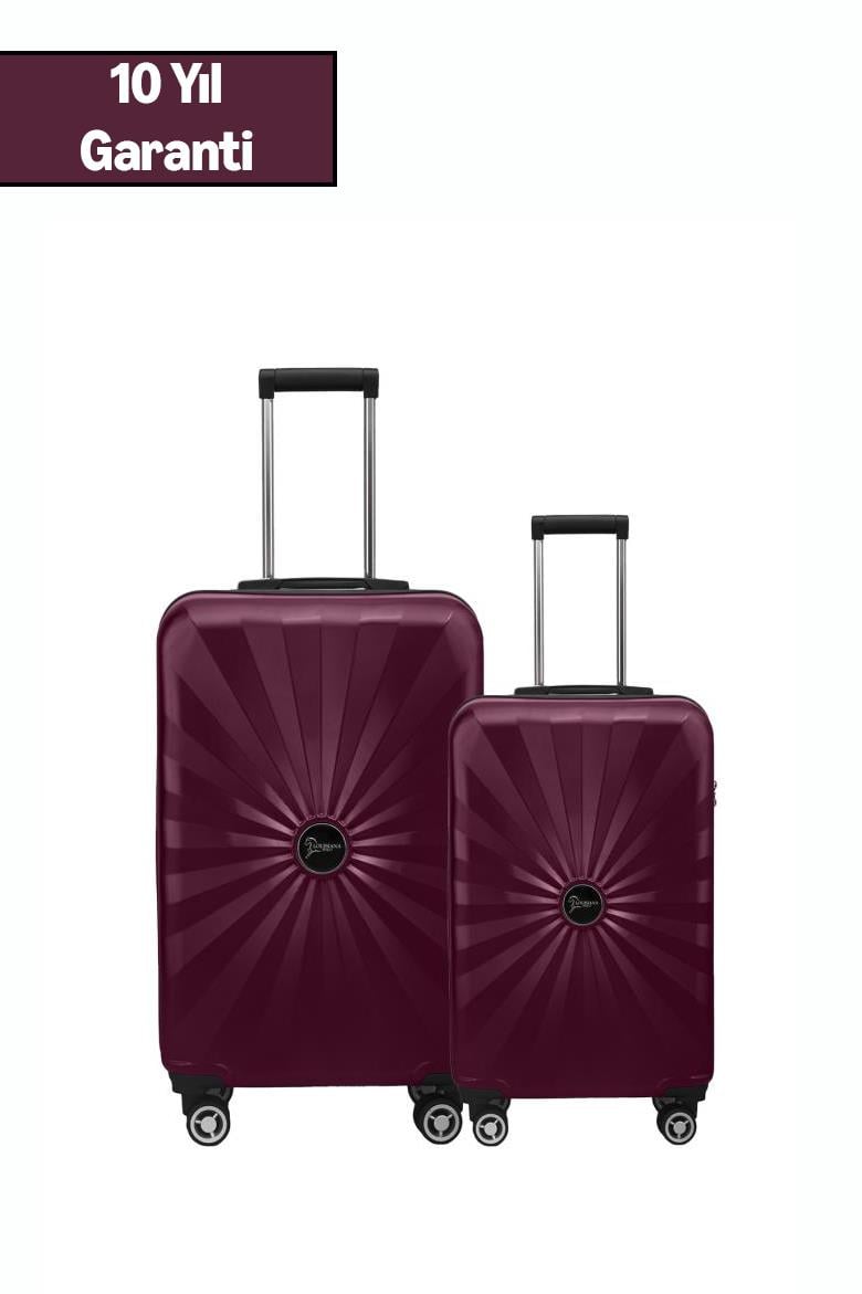 2'li Valiz Seti Polikarbon Orta Boy - Kabin Boy Valiz Bordo 1809