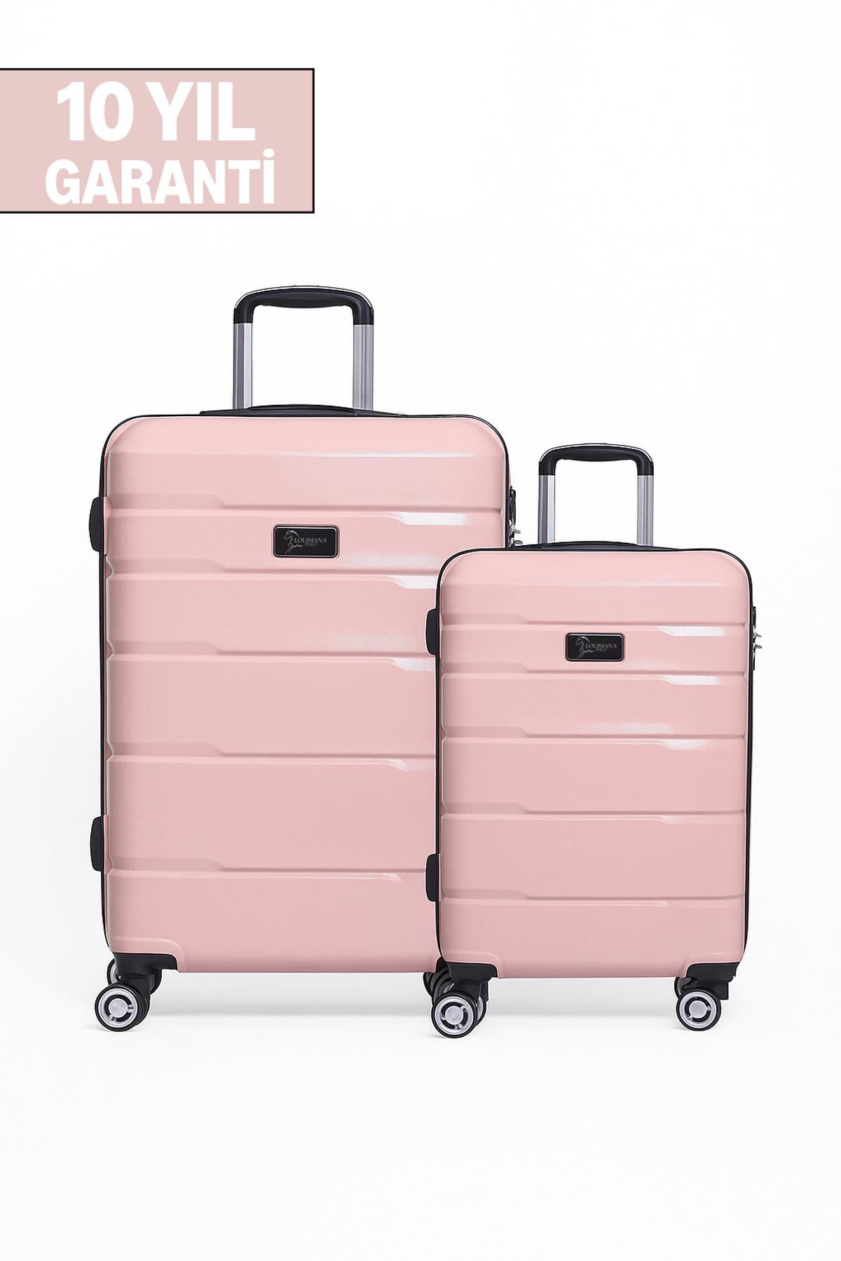 2'li Valiz Seti Polikarbon Orta Boy - Kabin Boy Valiz Pudra 1807