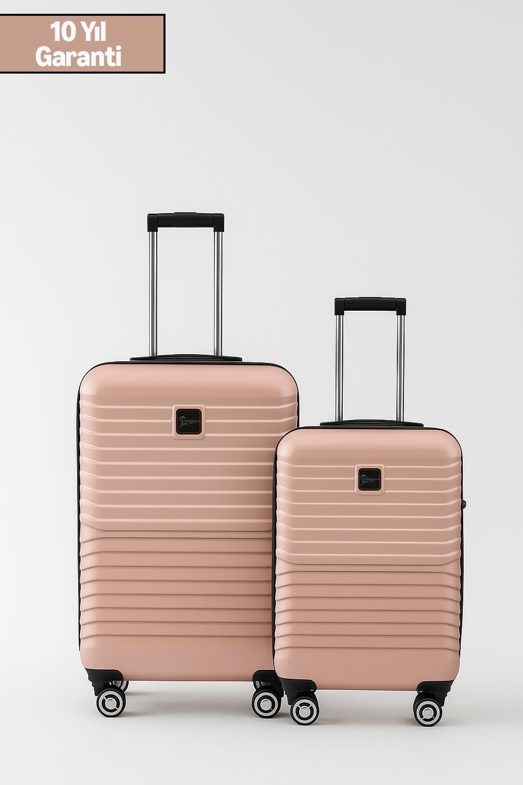 2'li Valiz Seti Polikarbon Orta Boy - Kabin Boy Valiz Pudra 1811