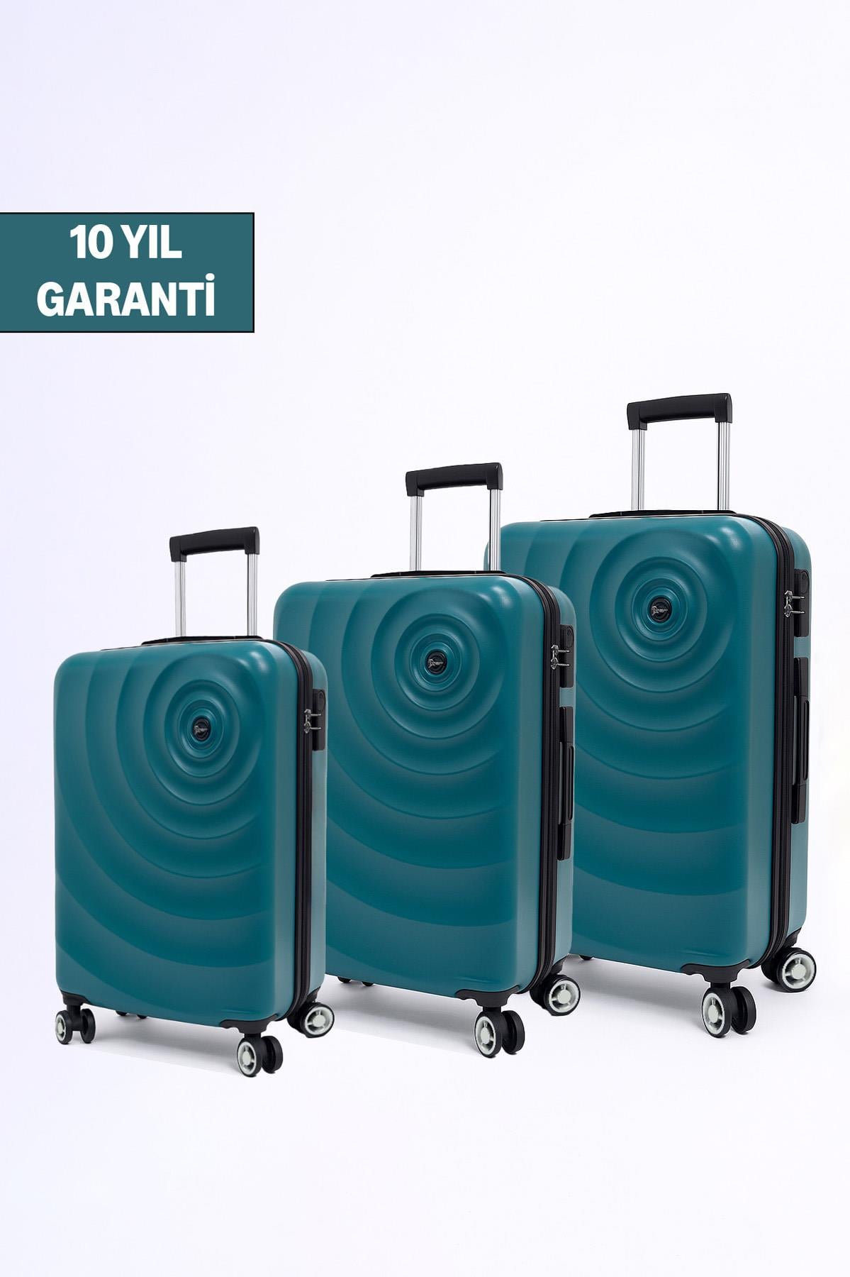 3'lü Valiz Seti Polikarbon Valiz 4x2 Teker Petrol 1808