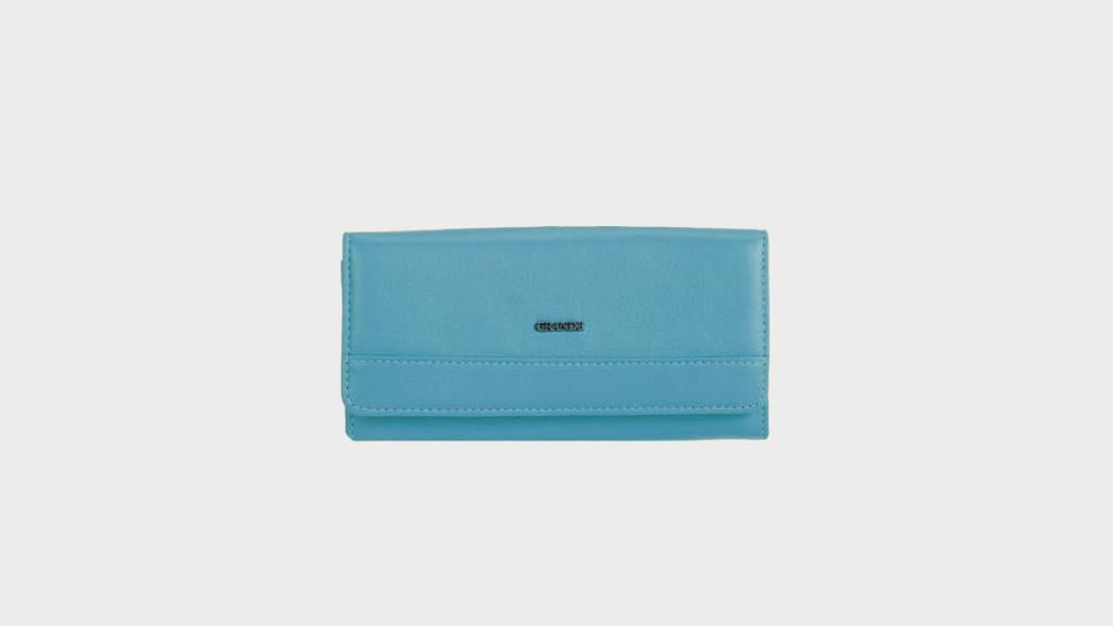 Grande Hakiki Deri Kadın Cüzdan Gök Mavi 2615