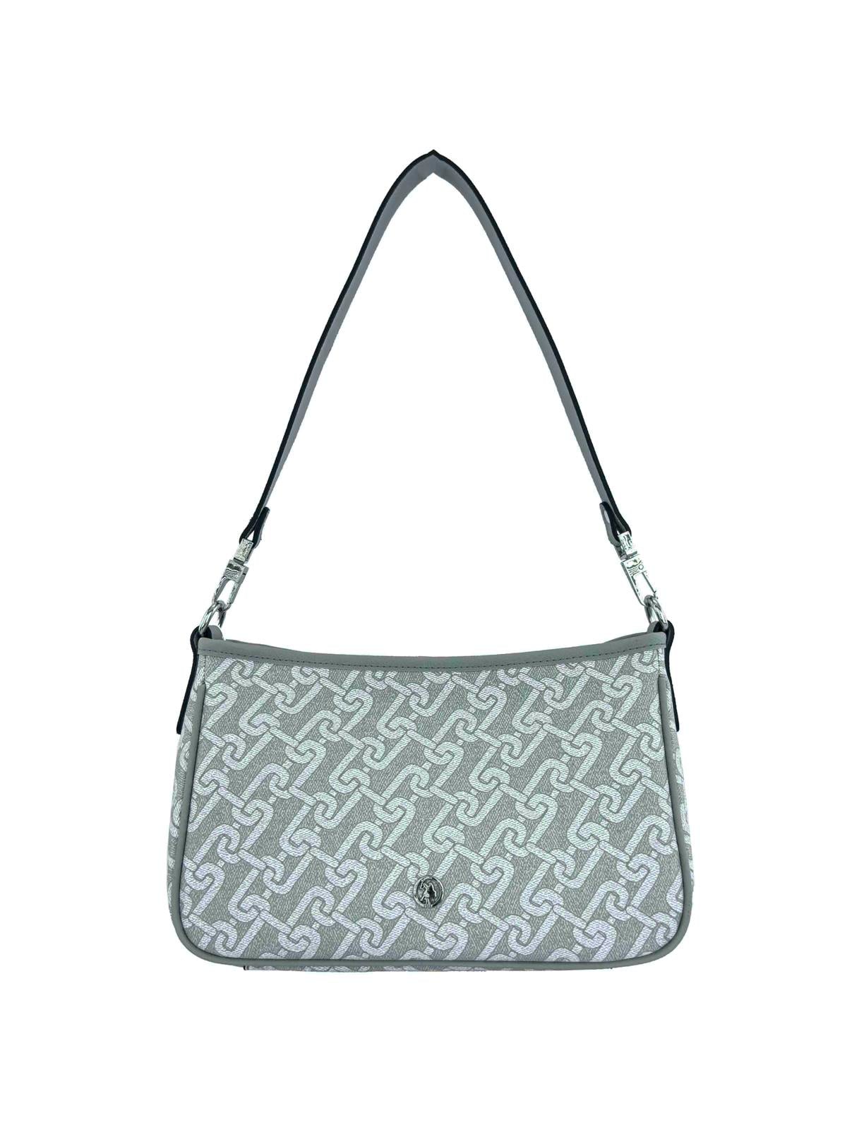 U.S. Polo Assn. Çapraz Askılı Kadın Çanta Beyaz-Gri Us24117