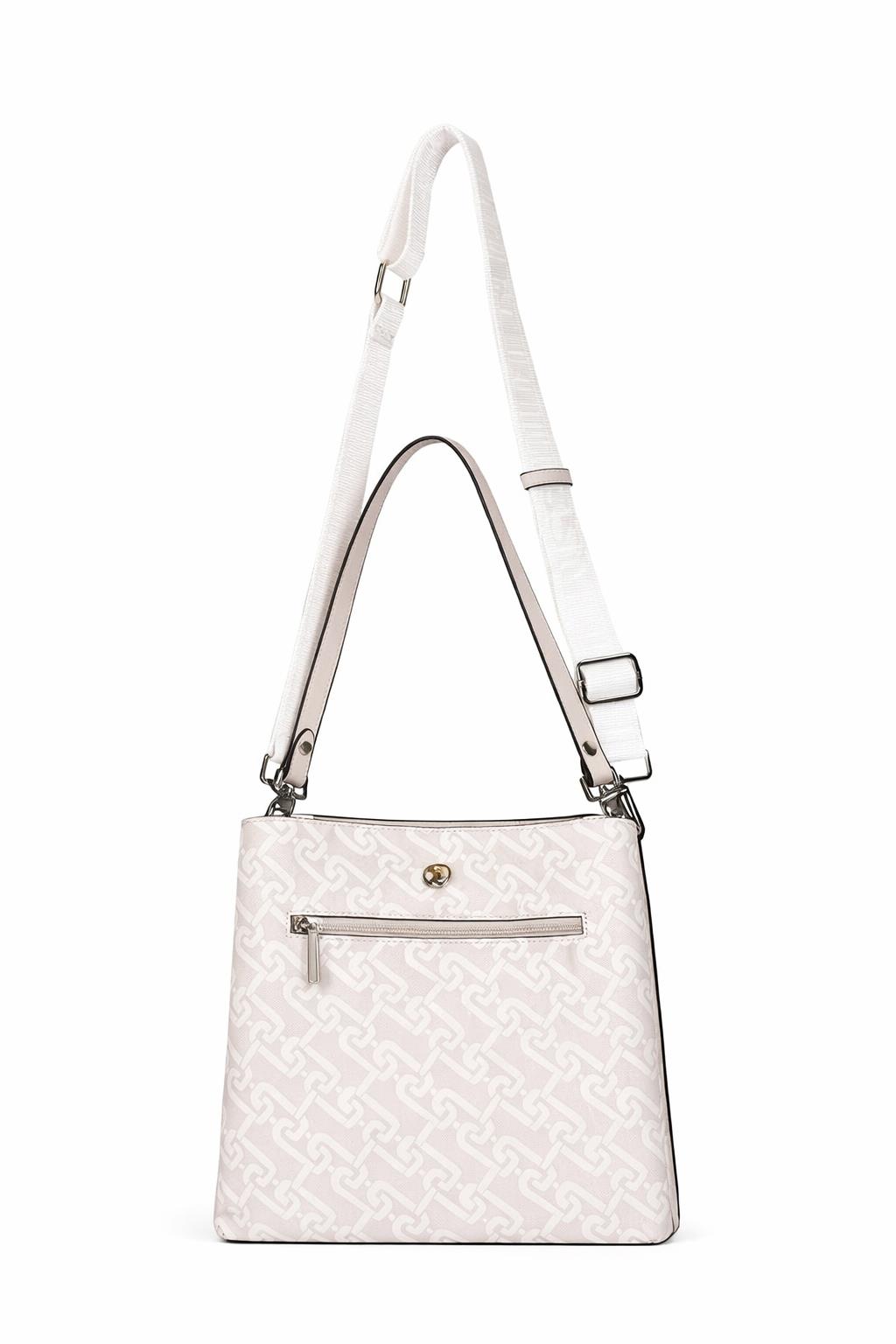 U.S. Polo Assn. Çapraz Askılı Kadın Çanta Beyaz-Gri Us24109