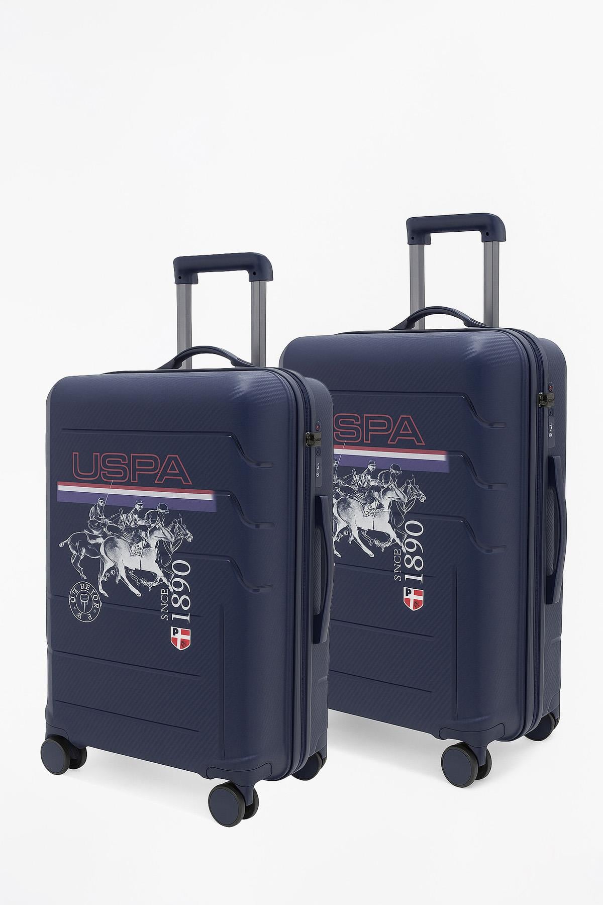 U.S. Polo Assn. Polipropilen Kırılmaz 2'li Valiz Seti Büyük ve Orta Boy Lacivert 24053