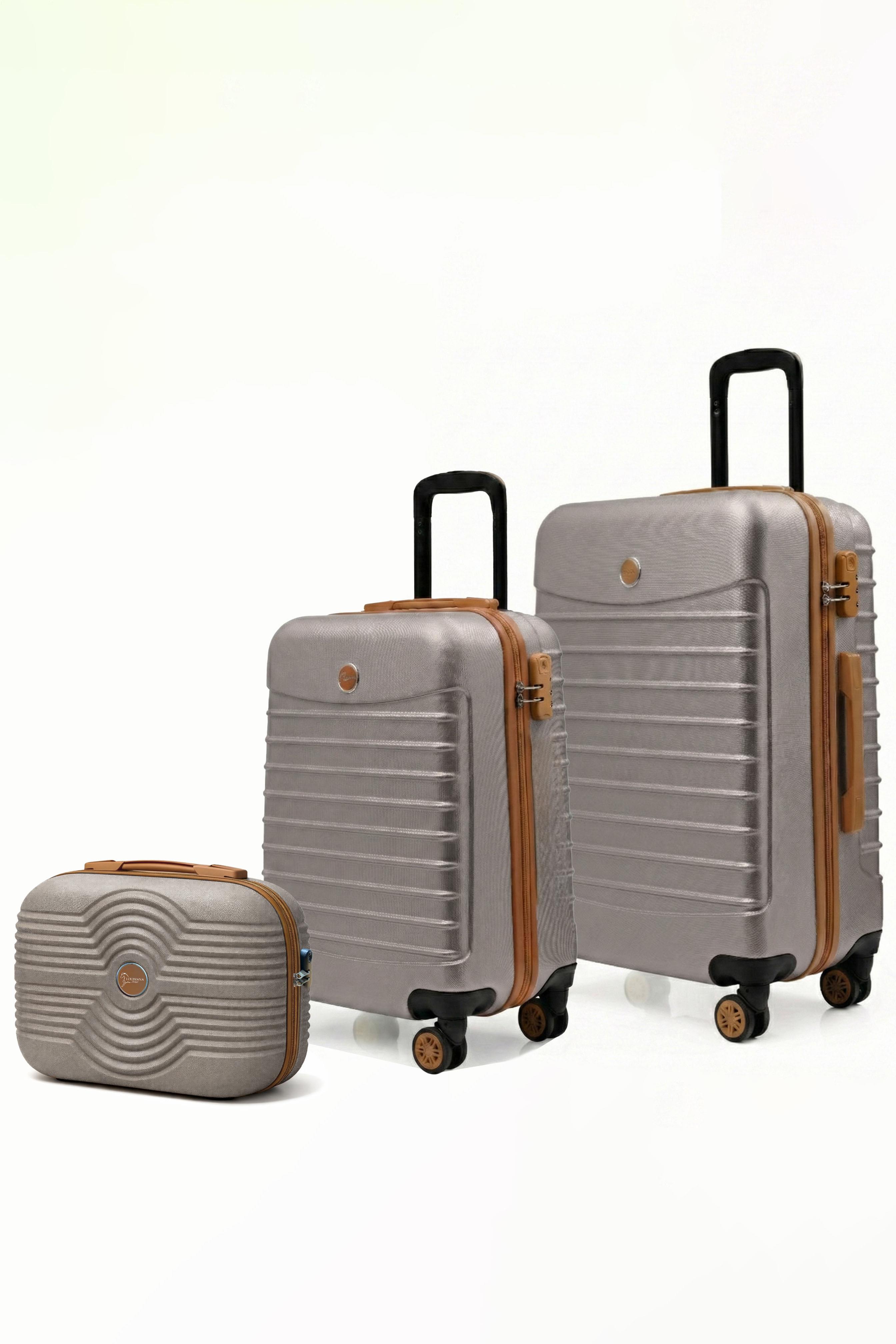 2'li Valiz Seti Orta Boy - Kabin Boy - Makyaj Taş-Taba 1168