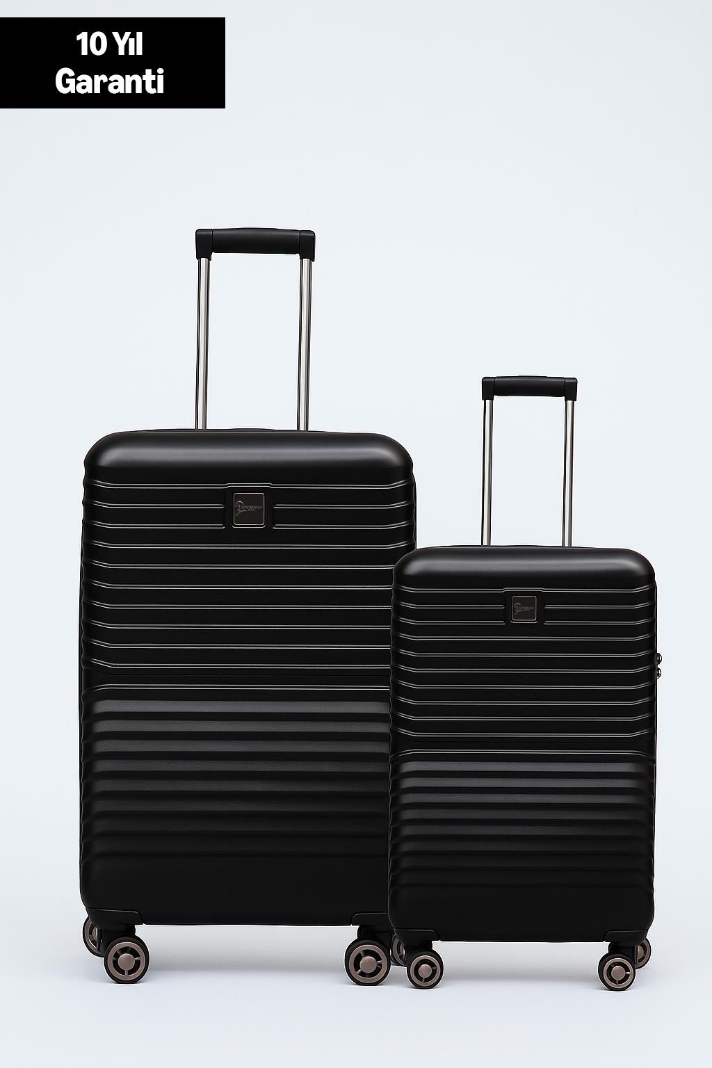 2'li Valiz Seti Polikarbon Orta Boy - Kabin Boy Valiz Siyah 1811