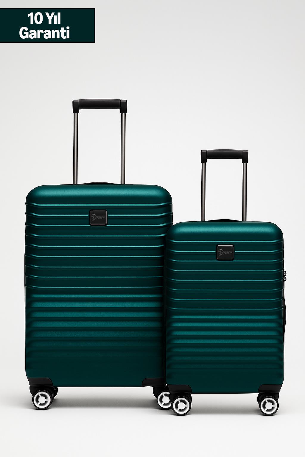 2'li Valiz Seti Polikarbon Orta Boy - Kabin Boy Valiz Petrol 1811