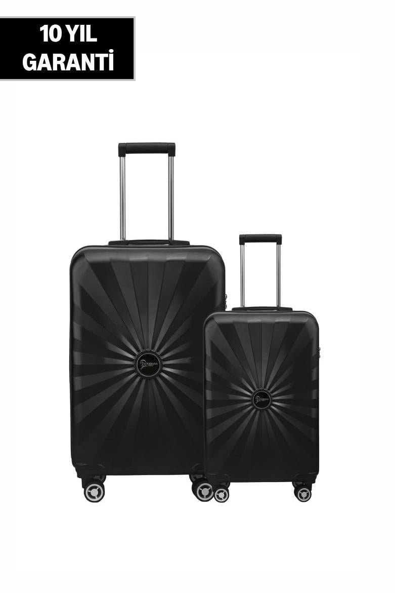 2'li Valiz Seti Polikarbon Orta Boy - Kabin Boy Valiz Siyah 1809