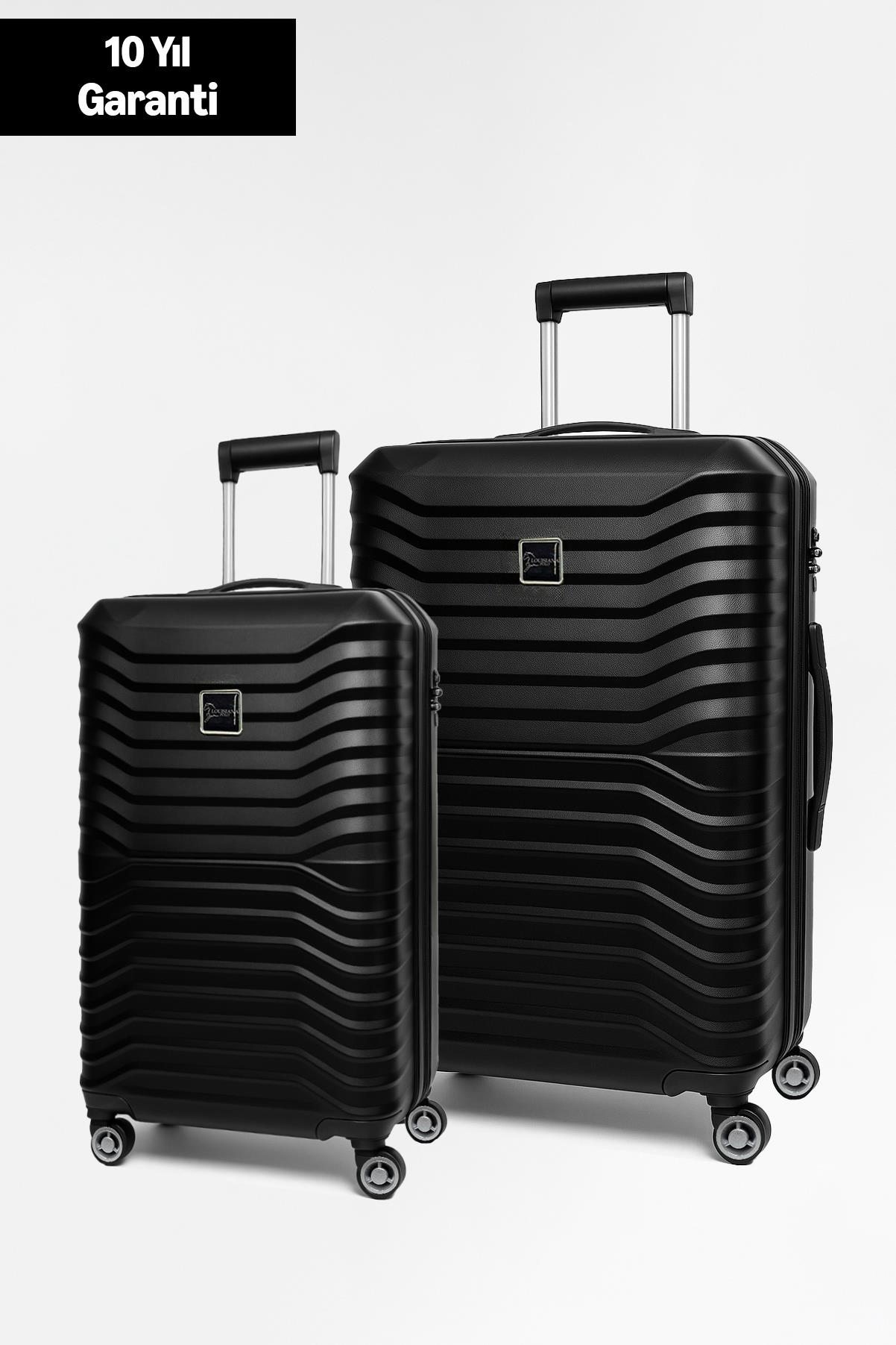 2'li Valiz Seti Polikarbon Orta Boy - Kabin Boy Valiz Siyah 1819