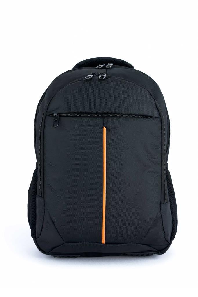 3 Bölmeli Okul Sırt Çantası (Laptop Bölmeli) Siyah-Turuncu 2121