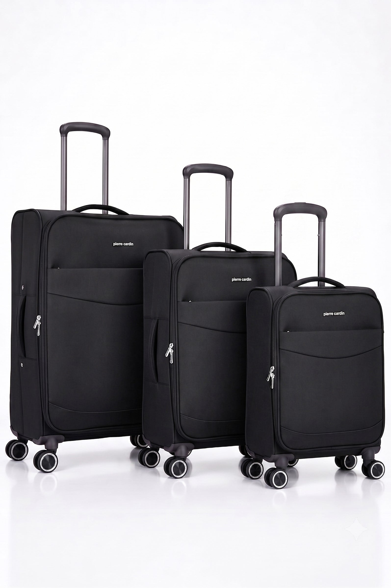 3’lü Kumaş Valiz Seti (Büyük + Orta + Kabin) – Körüklü Geniş Hacimli, Sessiz Tekerlek Siyah 04PC6005