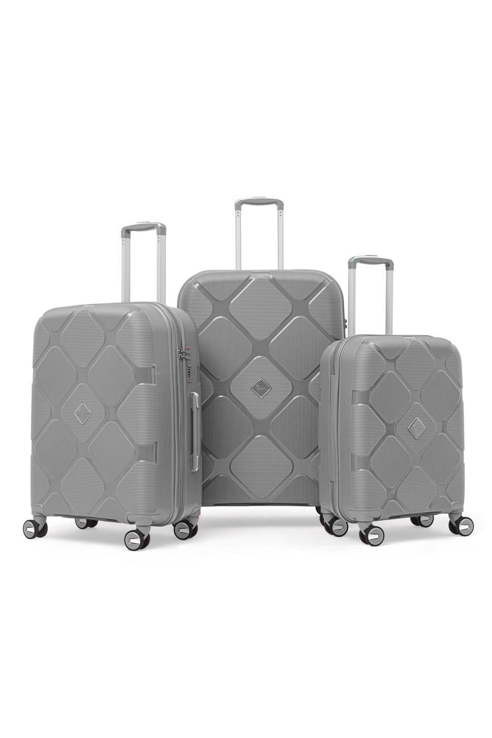 3'lü Valiz Seti %100 Polipropilen Valiz 4x2 Teker Koyu Gri 6990