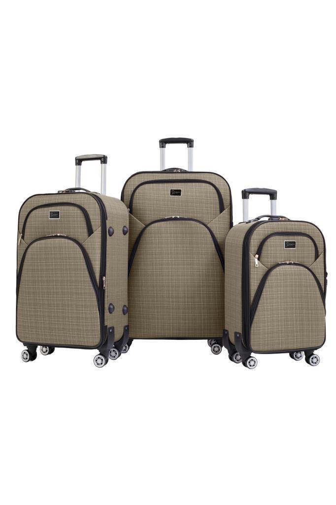 3'lü Valiz Seti 4 Teker Kumaş Valiz Bej 1081