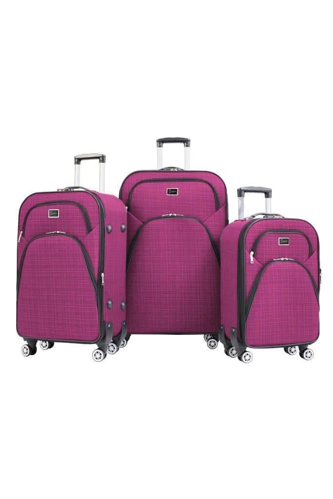 3'lü Valiz Seti 4 Teker Kumaş Valiz Pembe 1081