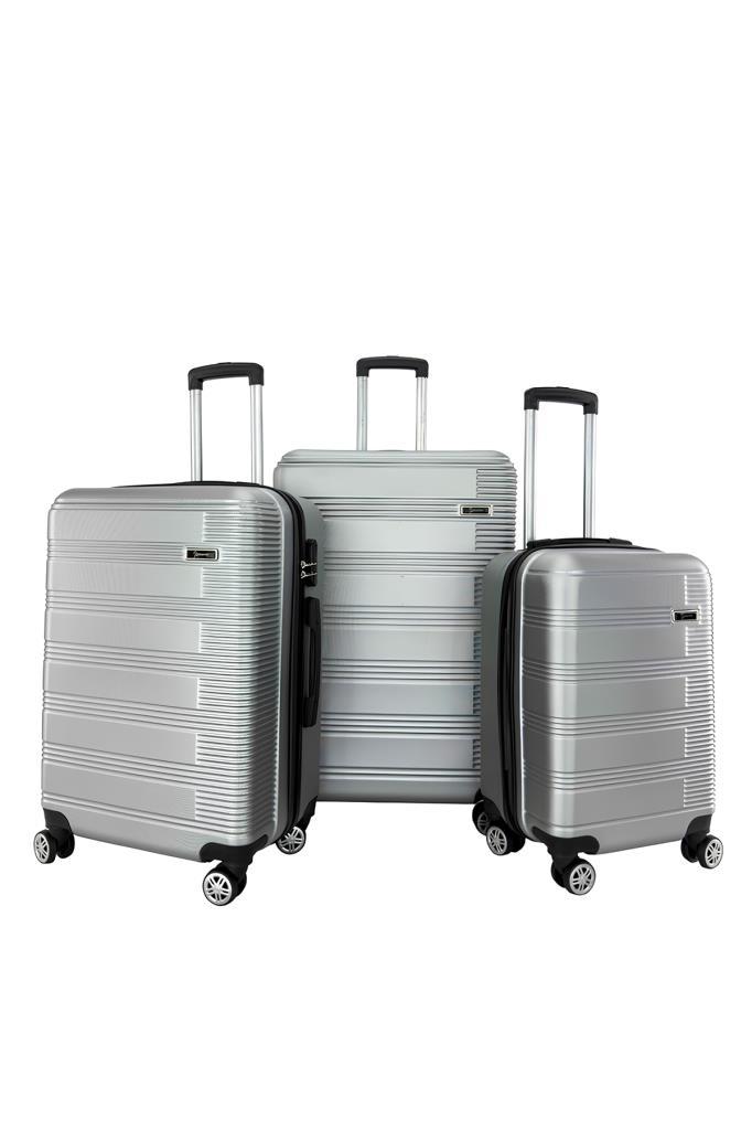 3'lü Valiz Seti ABS Valiz 4x2 Teker Gri 1451