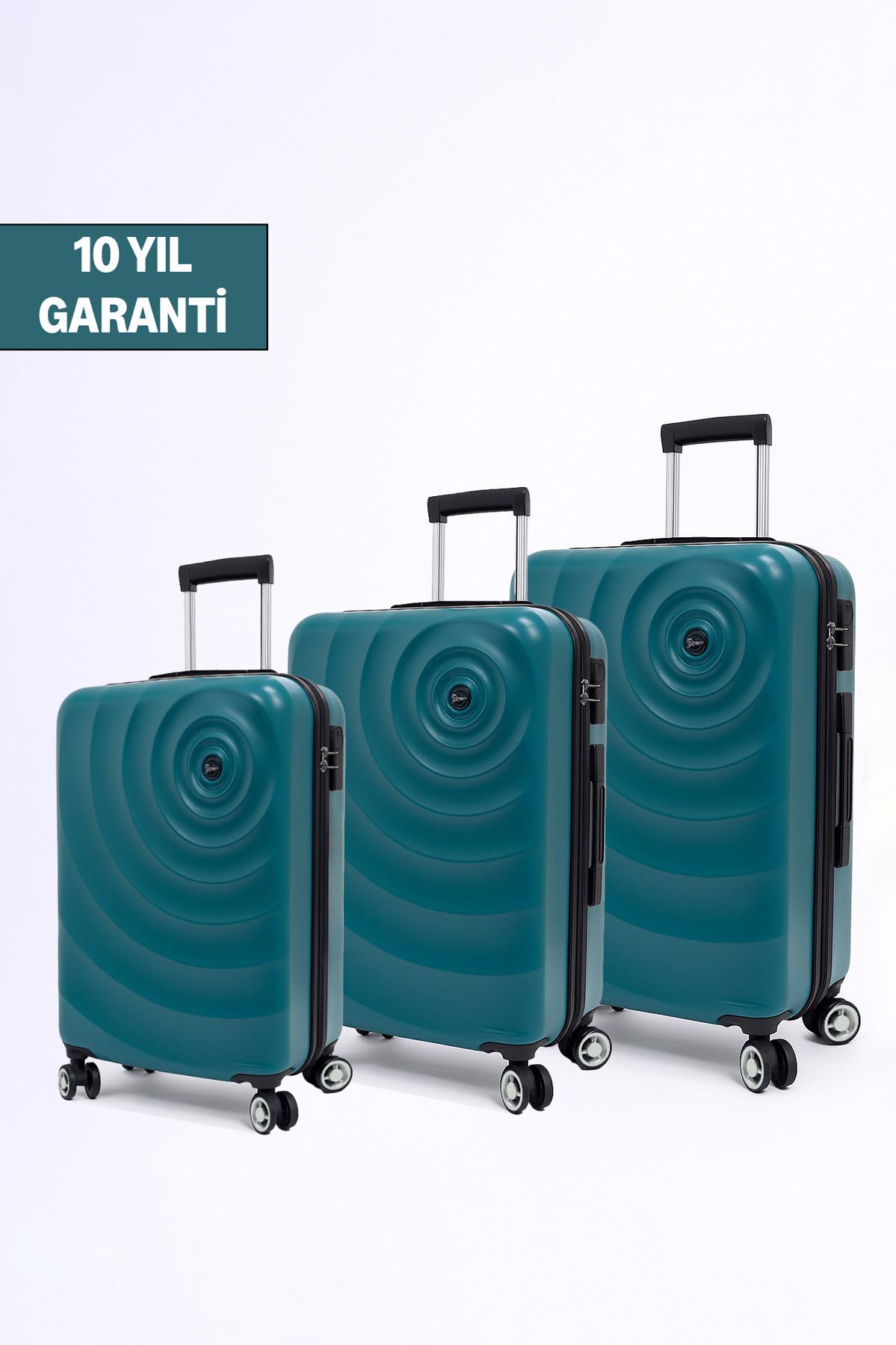 3'lü Valiz Seti Polikarbon Valiz 4x2 Teker Petrol 1808