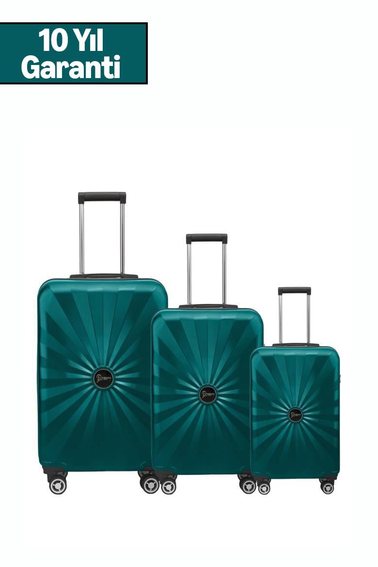 3'lü Valiz Seti Polikarbon Valiz 4x2 Teker Petrol 1809