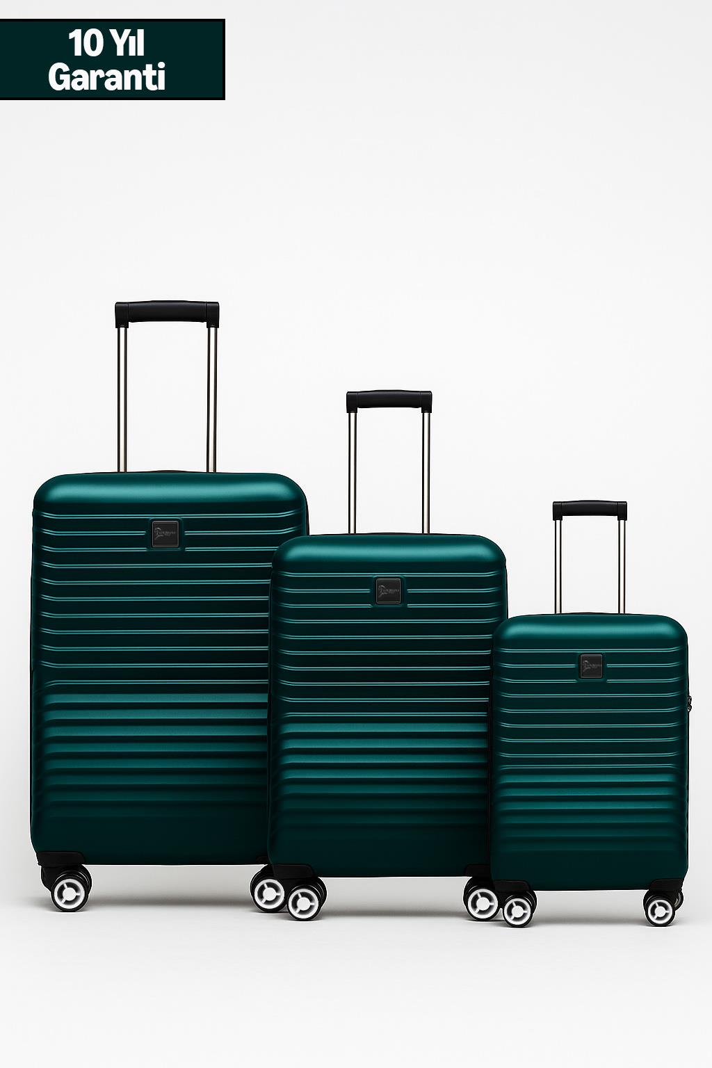 3'lü Valiz Seti Polikarbon Valiz 4x2 Teker Petrol 1811