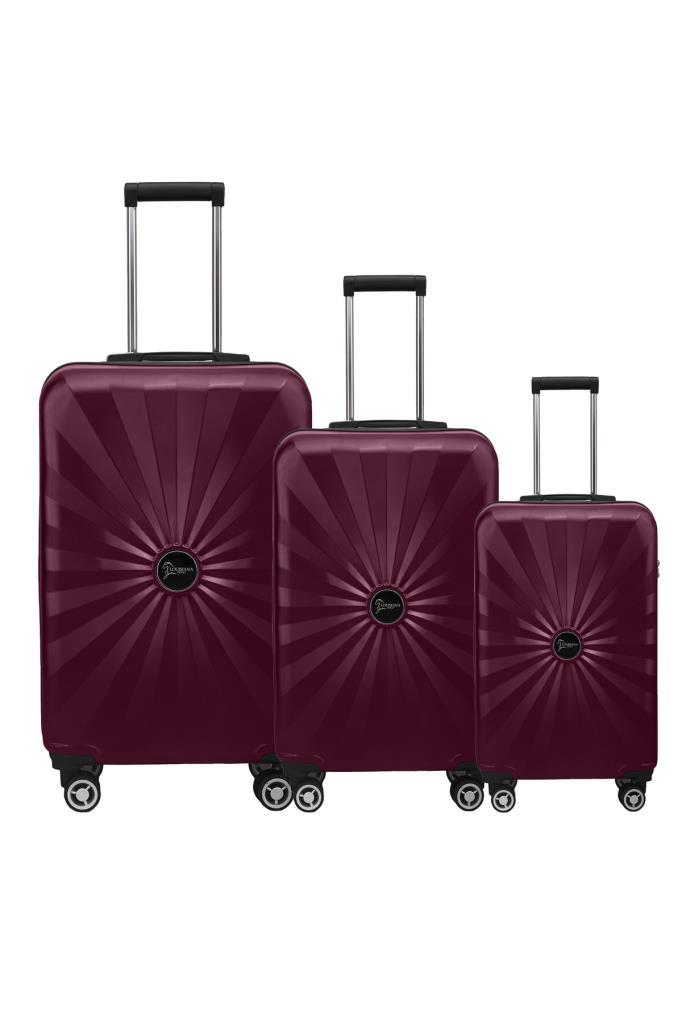 3'lü Valiz Seti Polikarbon Valiz 4x2 Teker Bordo 1809