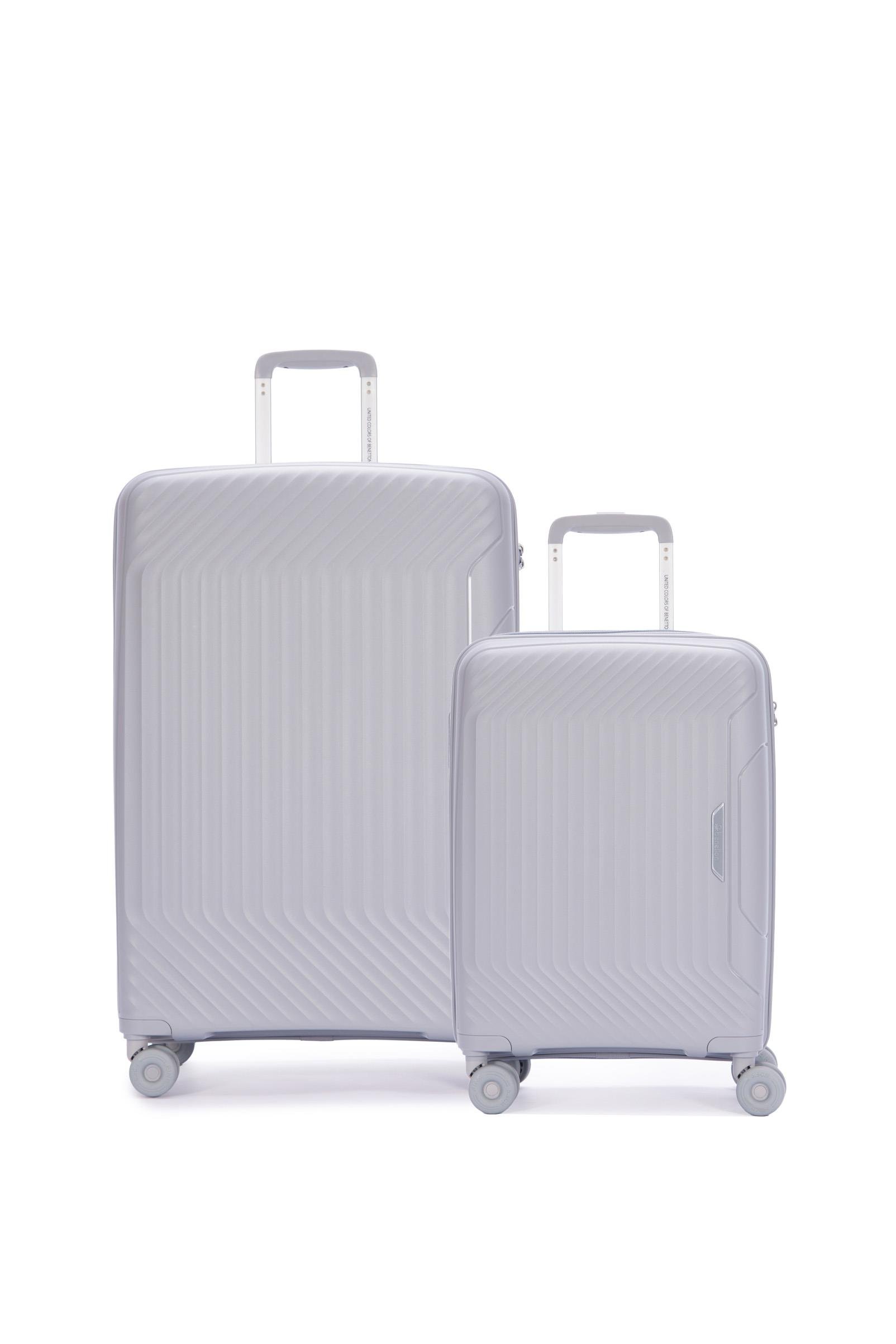 Benetton 2'li Set Büyük Ve Kabin Boy %100 Polipropilen Valiz Açık Gri 14Bnt8001