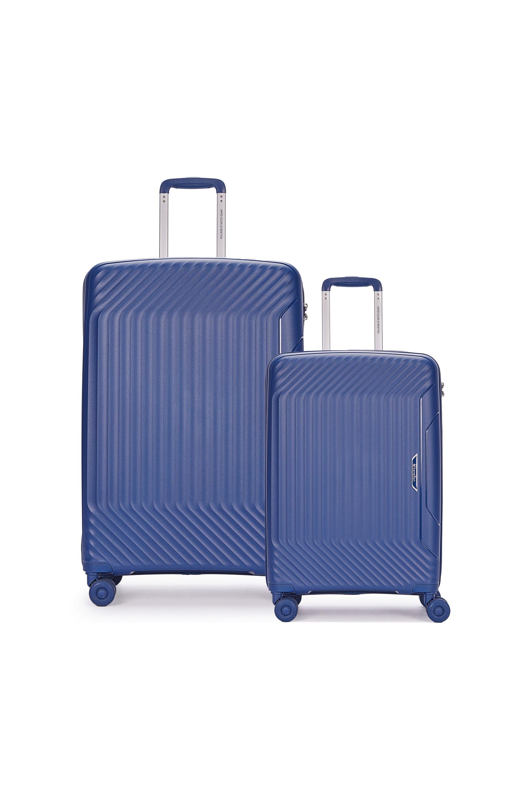 Benetton 2'li Set Büyük Ve Kabin Boy %100 Polipropilen Valiz Koyu Mavi 14Bnt8001