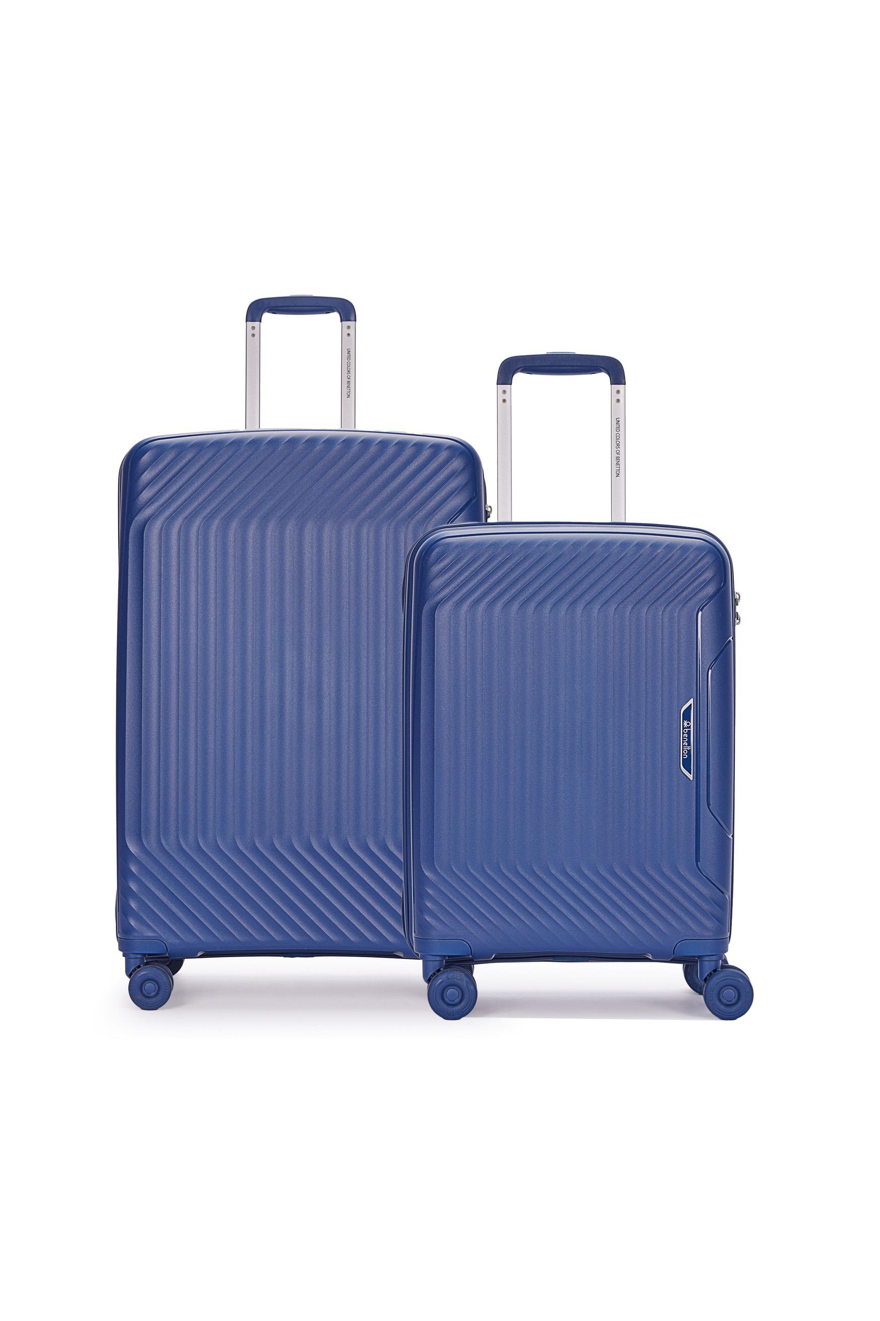 Benetton 2'li Set Büyük Ve Orta Boy %100 Polipropilen Valiz Koyu Mavi 14Bnt8001